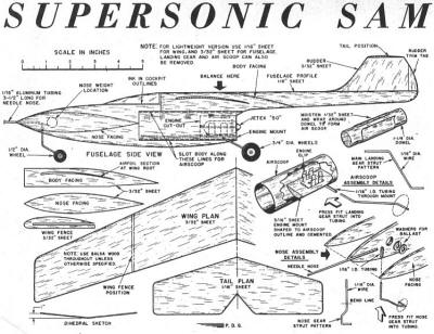 Supersonic Sam Plans, June 1957 American Modeler - Airplanes and Rockets
