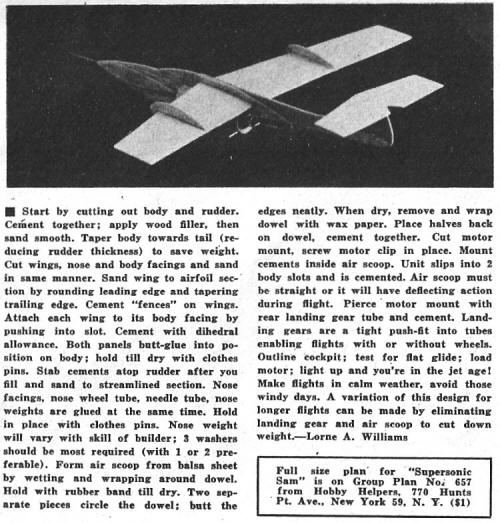 Supersonic Sam Article, June 1957 American Modeler - Airplanes and Rockets