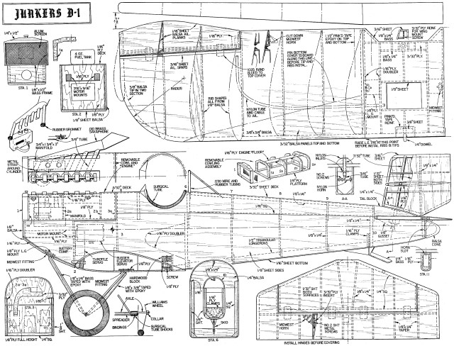 Junkers D-1 Plans from November 1968 American Aircraft Modeler - Airplanes and Rockets