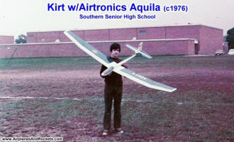 Kirt Blattenberger with Airtronics Aquila at Southern Senior High School, 1976 - Airplanes and Rockets