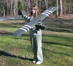 Melanie with Great Planes Cub 20 modified as an L-4 Grasshopper - Airplanes and Rockets