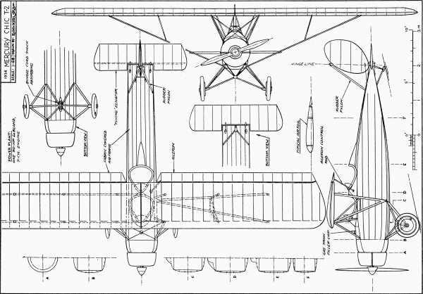 1914 Mercury Chic T-2 Plans (3-view) - Airplanes and Rockets