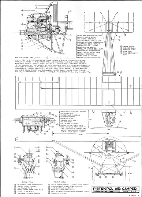 Pietenpol Air Camper Plans from August 1969 American Aircraft Modeler - Airplanes and Rockets