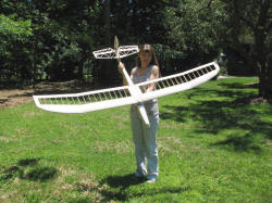 Supermodel Melanie holding my bare-framed Aquila Spirit sailplane