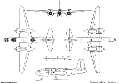 Douglas A-20 Boston / Havoc Bomber 4-View - Airplanes and Rockets