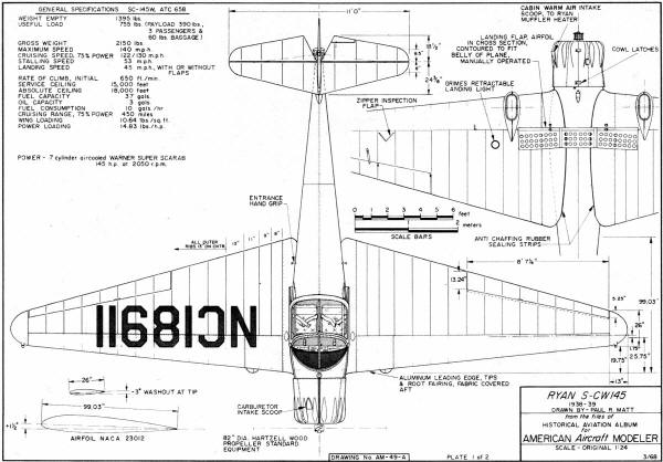 Ryan S-CW145 4-View, Sheet 1 - Airplanes and Rockets