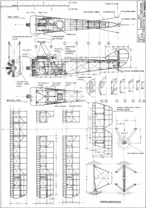 1917 Sopwith Triplane Plans, August 1968 American Aircraft Modeler - Airplanes and Rockets