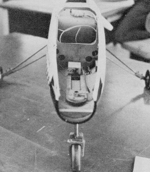 Sparrow RPV Article & Plans, One servo pictured here is just for steering the nose gear, September 1973 AAM - Airplanes and Rockets