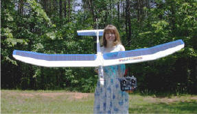 Supermodel Melanie holding my Great Planes Spectra electric powered sailplane - Airplanes and Rockets