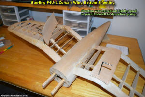 Wing sheeting was fit, wetted, and taped to the frame to pre-form - Airplanes and Rockets