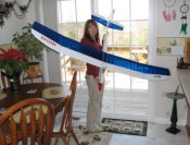 Supermodel Melanie Blattenberger holding my modified Great Planes 2-meter Spirit glider - Airplanes and Rockets