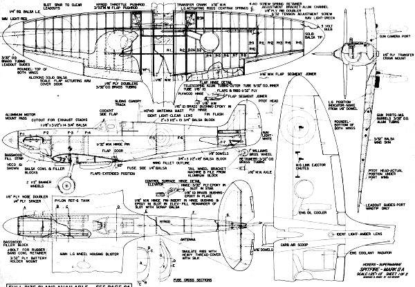 Vickers-Supermarine Spitfire Mk IIA Article & Plans, sheet 1 - Airplanes and Rockets