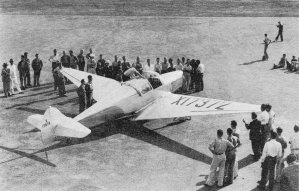 Test pilot John Fornasero runs up the engine for first flight in early 1937 - Airplanes and Rockets