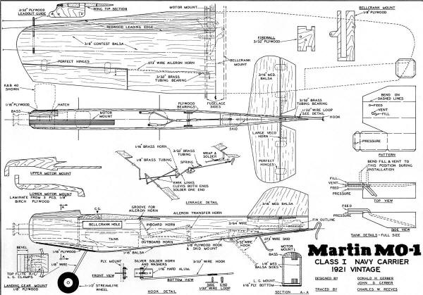 Martin MO-1 Plans from August 1969 American Aircraft Modeler - Airplanes and Rockets