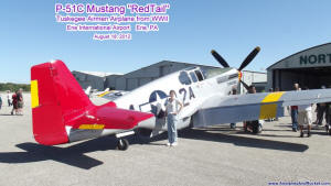Supermodel Melanie Posing Next to P-51C Mustang "Red Tail" Flown by the Tuskegee Airmen - Airplanes and Rockets