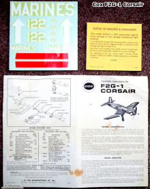 Cox F2G-1 Corsair C/L Airplane paperwork - Airplanes and Rockets