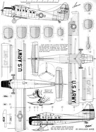 Dehavilland DHC-3 Otter 5-View on Wheels (March 1962 American Modeler) - Airplanes and Rockets