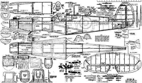 Spitfire IX Fuselage & Empennage Plans Sheet - Airplanes and Rockets