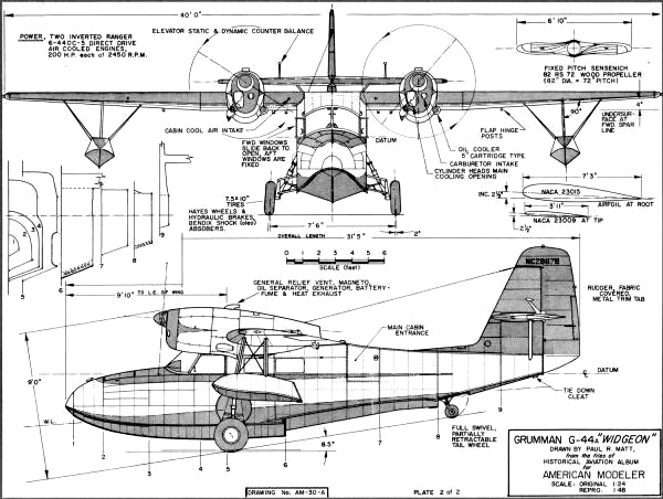 Grumman Widgeon 3-View (page 1) - Airplanes and Rockets
