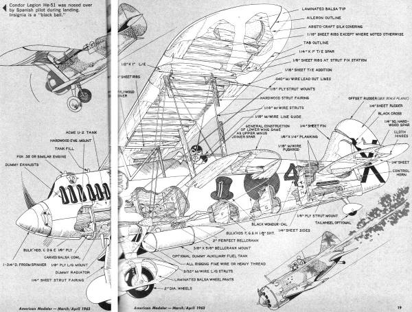 Heinkel He-1 Biplane Assembly Drawing - Airplanes and Rockets