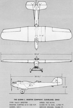 Martin MO-1 3-view - Airplanes and Rockets
