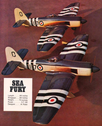 Sea Fury Article & Plans, March 1973 American Aircraft Modeler - Airplanes and Rockets