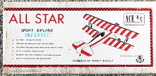 Ace All Star Biplane Kit Box Label - Airplanes and Rockets