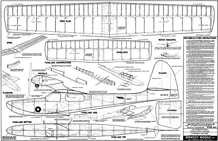 Berkeley Models "Privateer" Plans - Airplanes and Rockets