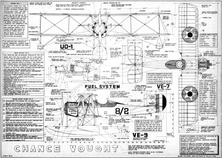 Chance Vought VE-7, VE-9 & UO-1 Detail Drawing - Airplanes and Rockets