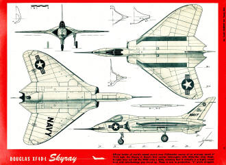 Douglas XF4D-1 Skyray 4-View, July 1954 Air Trails - Airplanes and Rockets