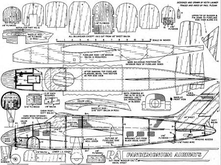 Pandemonium Airlines Retractable Gear Twin Engine Plans (sheet 1) - Airplanes and Rockets