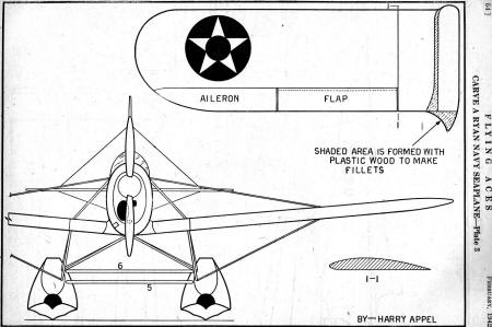 Ryan Seaplane Solid Scale Model 3-View (sheet 1) - Airplanes and Rockets