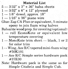 Simple Duster Parts List - Airplanes and Rockets