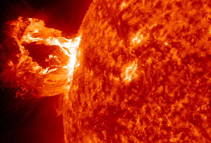 Image of solar prominence eruption associated with M1.7 class solar flare.