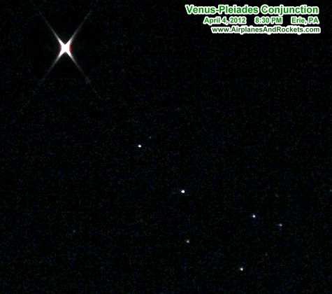 Venus / Pleiades Conjunction April 4, 2012 - Airplanes & Rockets