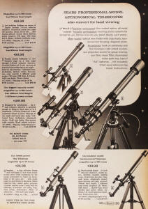 "Discoverer" Model 4  6305A 60 mm Equatorial Refractor Telescope in Fall/Winter 1967 Sears, Roebuck Catalog - Airplanes and Rockets