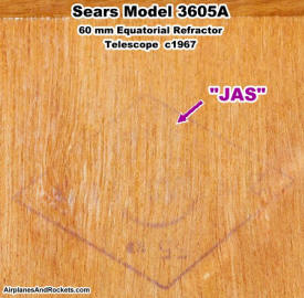 Sears Model 6305A Equatorial Telescope "JAS" Logo Carrying Case - Airplanes and Rockets