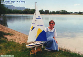 Supermodel Melanie Blattenberger with her Thunder Tiger Victoria RC sailboat at Prospect Lake, in Colorado Springs, CO - Airplanes and Rockets