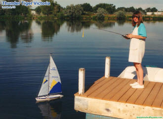 Supermodel Melanie Blattenberger with her Thunder Tiger Victoria RC sailboat in Loveland, Colorado - Airplanes and Rockets