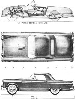 1955 Ford "Thunderbird" Scale Pencil Drawings, December 1954 Air Trails - Airplanes and Rockets