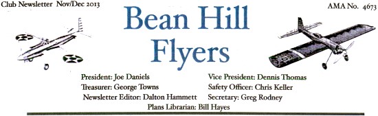 Bean Hill Flyers Newsletter, November/December 2013 - Airplanes and Rockets