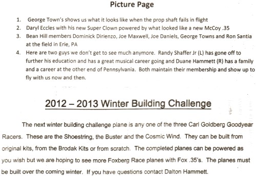 Bean Hill Flyers November / December Newsletter (p6) - Airplanes and Rockets
