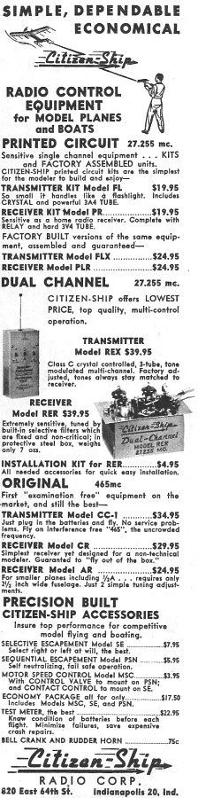 Citizen Ship Radio Corporation advertisement from the June 1957 edition of American Modeler