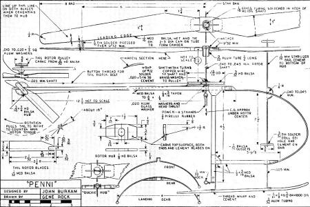 Penni Helicopter plans from the January 1970 American Aircraft Modeler - Airplanes and Rockets