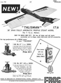 Frog / Talisman Ad, June 1960 Aero Modeller - Airplanes and Rockets