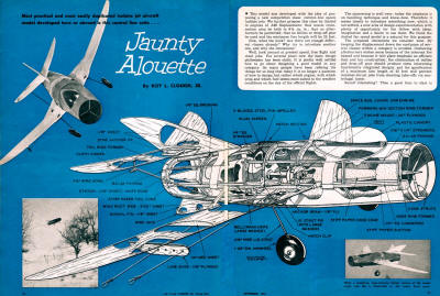"Jaunty Alouette" Ducted Fan Control Line Article & Plans, September 1954 Air Trails - Airplanes and Rockets