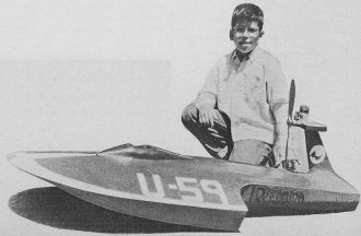 Largest model boat driven by an air prop is Fred Glatstein's 17 pound job - Airplanes and Rockets