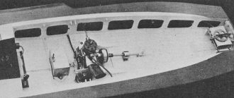 radio control boat is 44 1/2" long, has 22" beam, is powered by Dooling 61 engine - Airplanes and Rockets