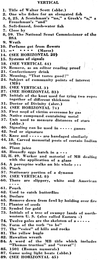 A Scouting Crossword Puzzle Down Clues (March 1940 Boys' Life Article) - Airplanes and Rockets
