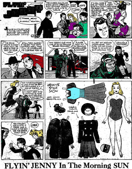 Flyin' Jenny Comic Strips: January 11, 1942 Baltimore Morning Sun - Airplanes and Rockets